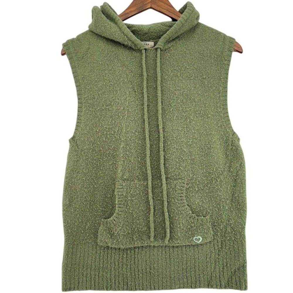 VTG Y2K Arizona Olive Green Sleeveless Sweater Hoodie Vest XL Embroidered Gorp